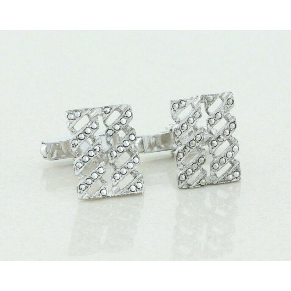 Men's Sterling Silver Marcasite Cufflinks